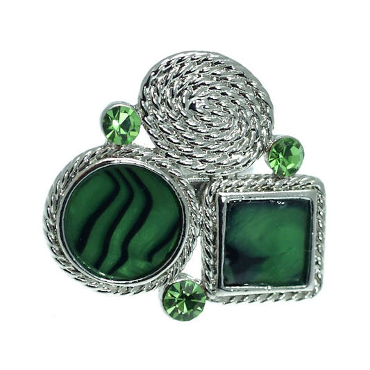 NRG 0009G Newark Silver Green Crystal Adjustable Fashion Ring