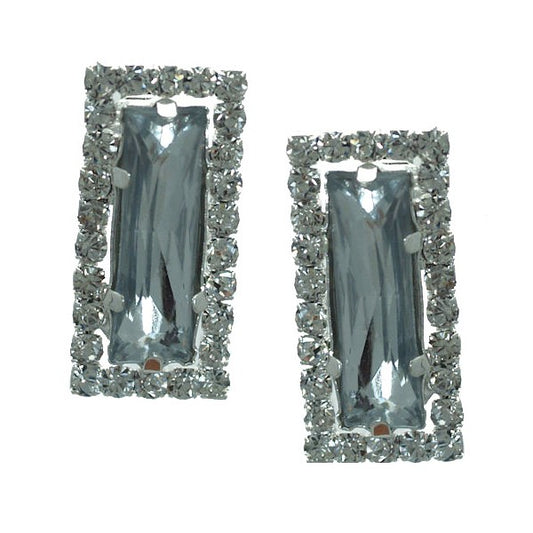 Nydia Silver tone Crystal Clip On Earrings