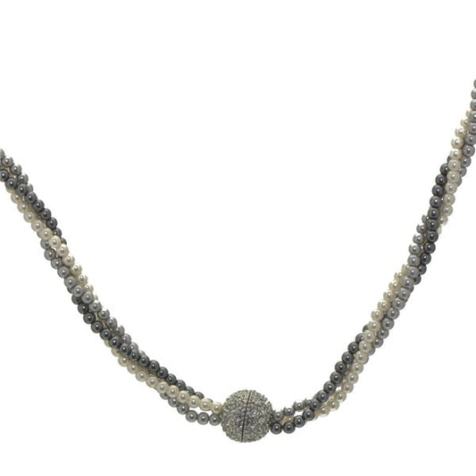 NYX Grey and White triple Strand Magnetic clasp Choker Necklace by Rodney