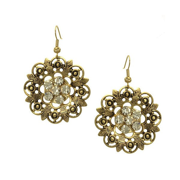 Obesiance Gold tone Crystal Hook earrings
