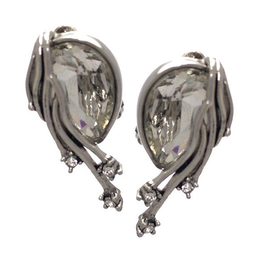 OCEANE Silver plated Crystal Clip On Earrings