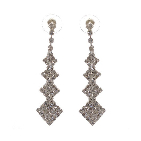 OLGA Silver tone Crystal Post Earrings