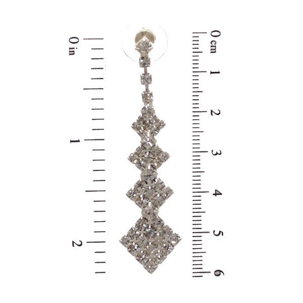 OLGA Silver tone Crystal Post Earrings