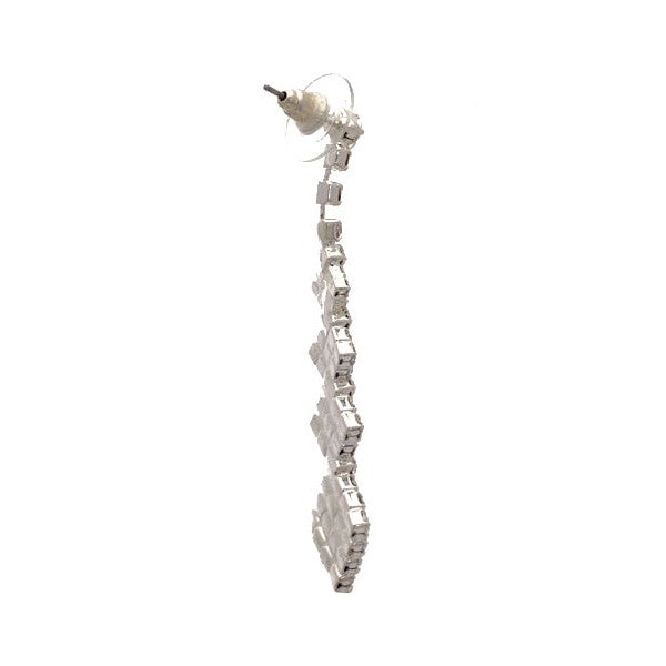 OLGA Silver tone Crystal Post Earrings