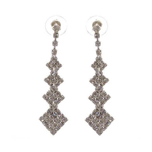 OLGA Silver tone Crystal Post Earrings