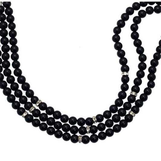 OLIVANA Silver tone Black Bead Choker Necklace