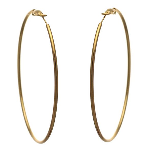 ORBIT 70mm Gold Plated Hoop Post Earrings