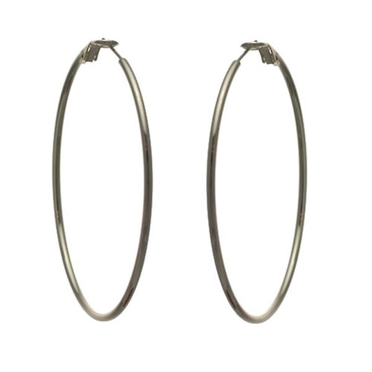 ORBIT 70mm Silver Plated Hoop Post Earrings