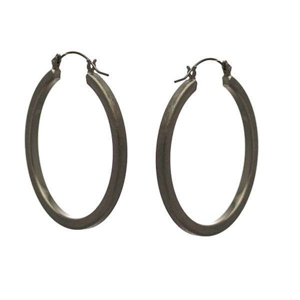 ORBIT SQUARE 46mm Silver Plated Hoop Post Earrings