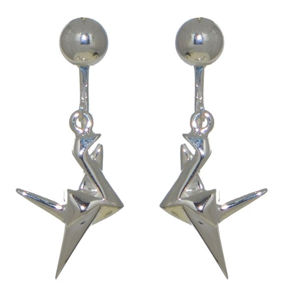 ORIGAMI BIRD silver plated clip on earrings by VIZ