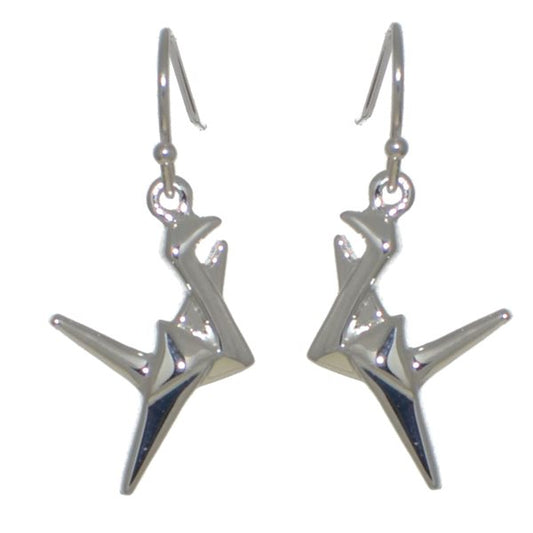 ORIGAMI BIRD silver plated hook earrings by VIZ