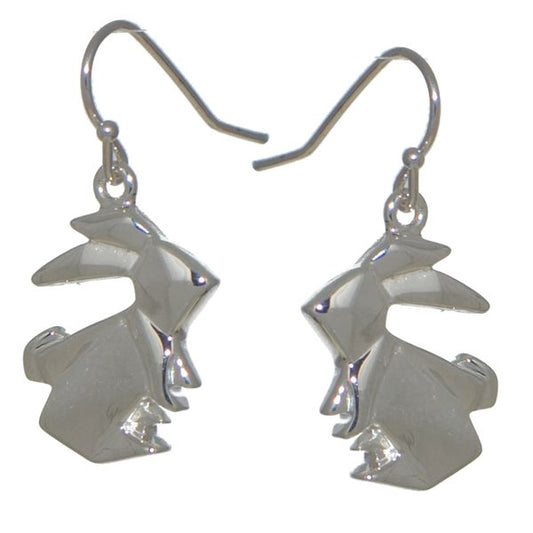 ORIGAMI RABBIT silver plated hook earrings by VIZ