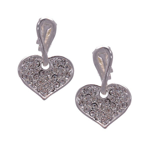 Oscarina Silver tone Crystal Heart Clip On Earrings