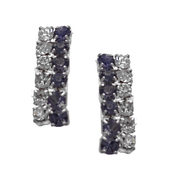 Pantheon Silver tone Lilac Clear Crystal Post Earrings