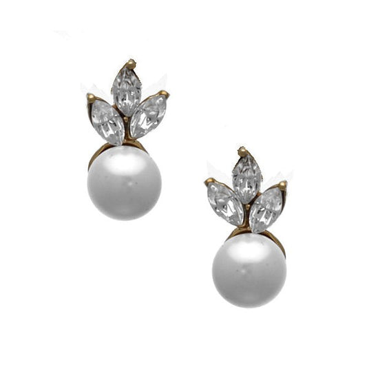 Paramour Gold tone Crystal faux Pearl Post Earrings