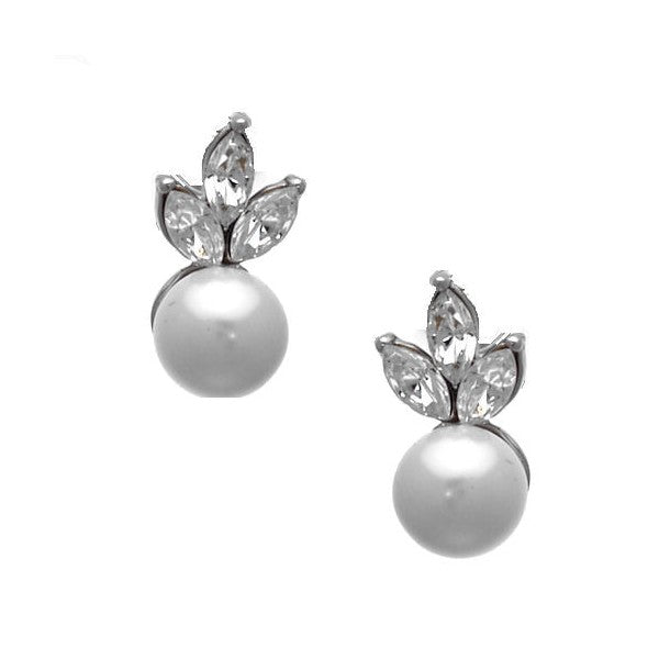 Paramour Silver tone Crystal faux Pearl Post Earrings