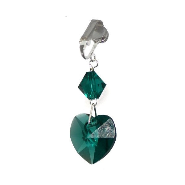 PASSION Silver Plated Emerald Crystal Clip On Earrings