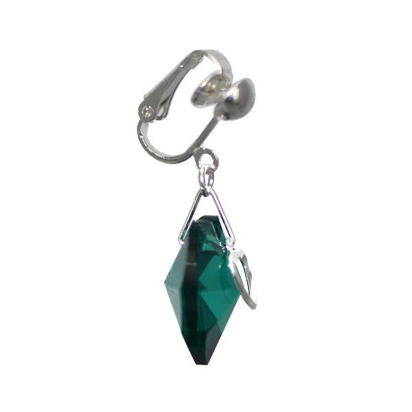 PASSIONATE Silver Plated Emerald Crystal Heart Clip On Earrings