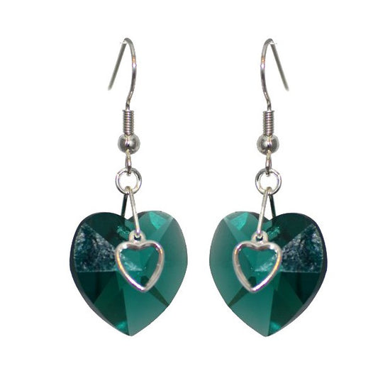 PASSIONATE Silver Plated Emerald Crystal Hook Earrings