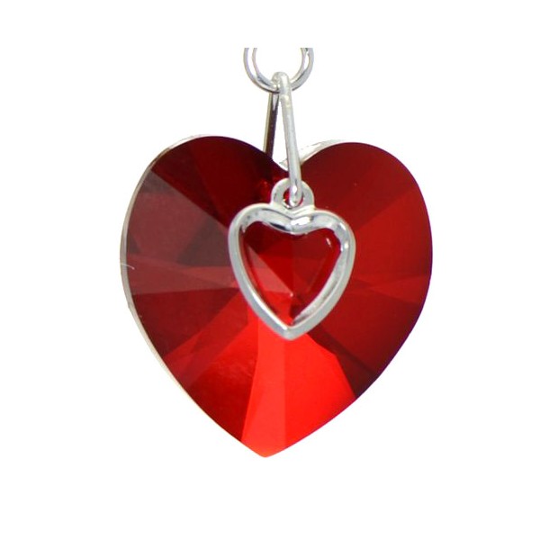 PASSIONATE Silver Plated Siam Crystal Heart Hook Earrings