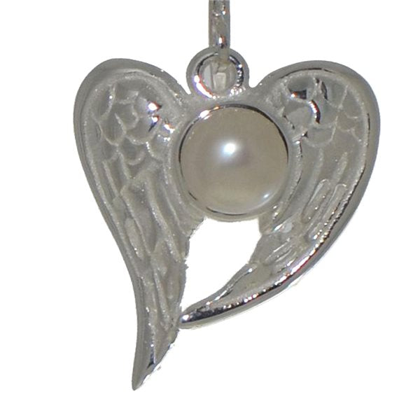 PEARL ANGEL silver plated angel wings and faux pearl clip on earrings by VIZ