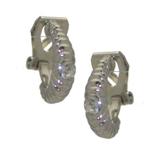 PELAGIA Silver Plated Crystal Clip On Earrings by Rodney