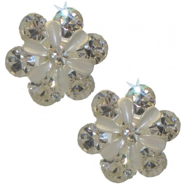 PETITE silver tone crystal clip on earrings