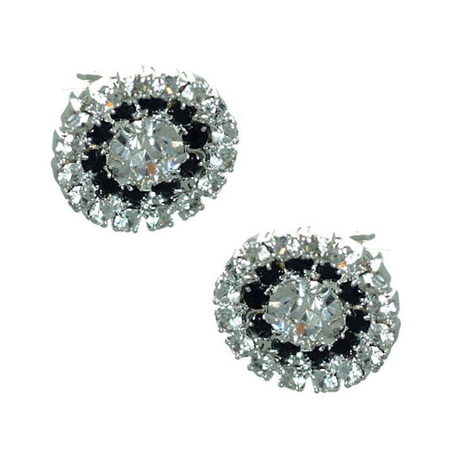 Philena Silver tone Jet Crystal Clip On Earrings