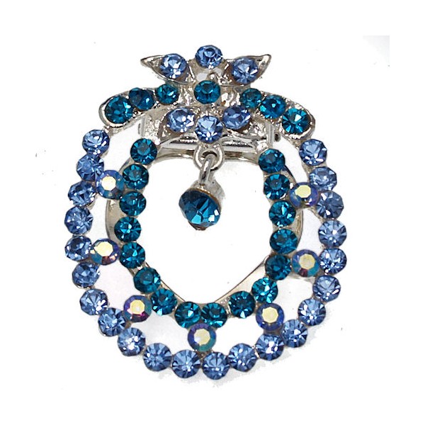 Picea Silver tone Blue Crystal Scarf Clip