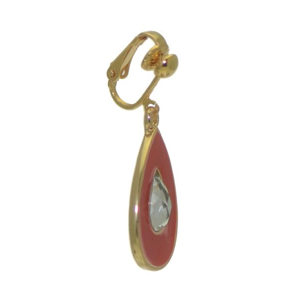 PLUNKSNA Gold plated Red Crystal Clip On Earrings