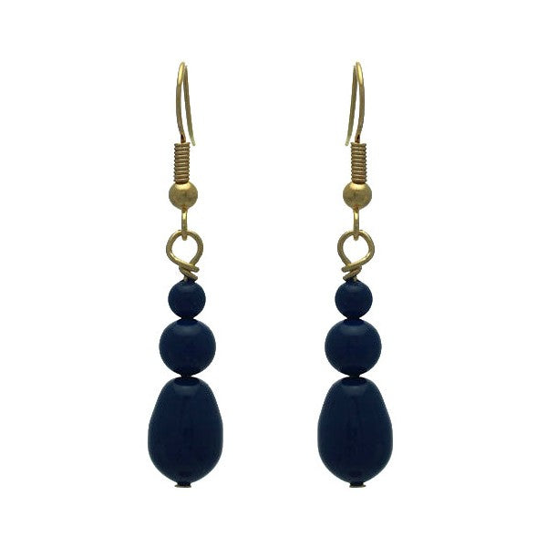 PORTIA Gold Plated Dark Lapis Glass Bead Hook Earrings