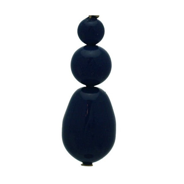 PORTIA Gold Plated Dark Lapis Glass Bead Hook Earrings