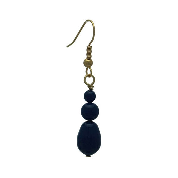 PORTIA Gold Plated Dark Lapis Glass Bead Hook Earrings