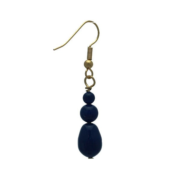 PORTIA Gold Plated Dark Lapis Glass Bead Hook Earrings