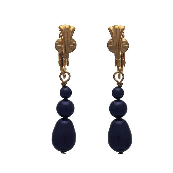 PORTIA Gold Plated Dark Purple Triple Clip On Earrings