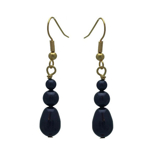 PORTIA Gold Plated Deep Purple Glass Pearl Hook Earrings