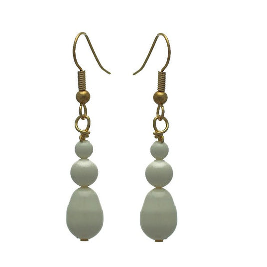 PORTIA Gold Plated Ivory Glass Bead Hook Earrings