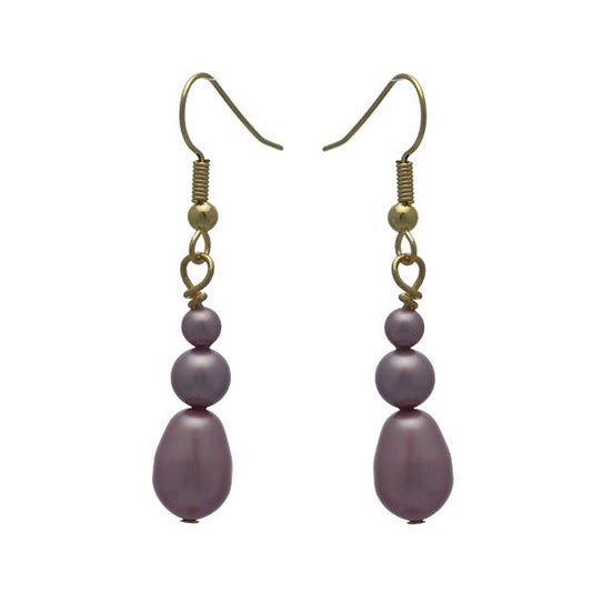 PORTIA Gold Plated Powder Rose Glass Bead Hook Earrings