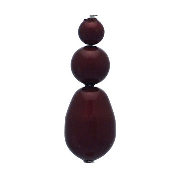 PORTIA Silver Plated Bordeaux Glass Bead Clip On Earrings