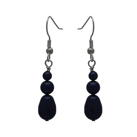 PORTIA Silver Plated Dark Purple Triple Hook Earrings