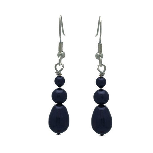 PORTIA Silver Plated Deep Purple Glass Bead Hook Earrings