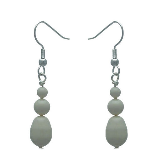 PORTIA Silver Plated Ivory Glass Bead Hook Earrings