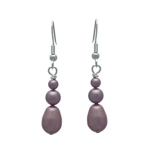 PORTIA Silver Plated Powder Rose Glass Bead Hook Earrings