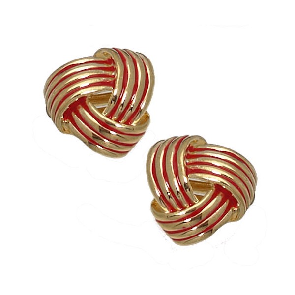Pratia Gold tone Red Clip On Earrings