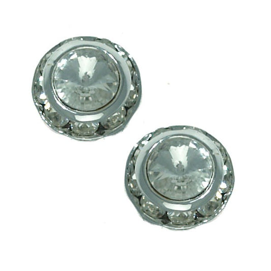 Presto 11mm Silver tone Crystal Clip On Earrings