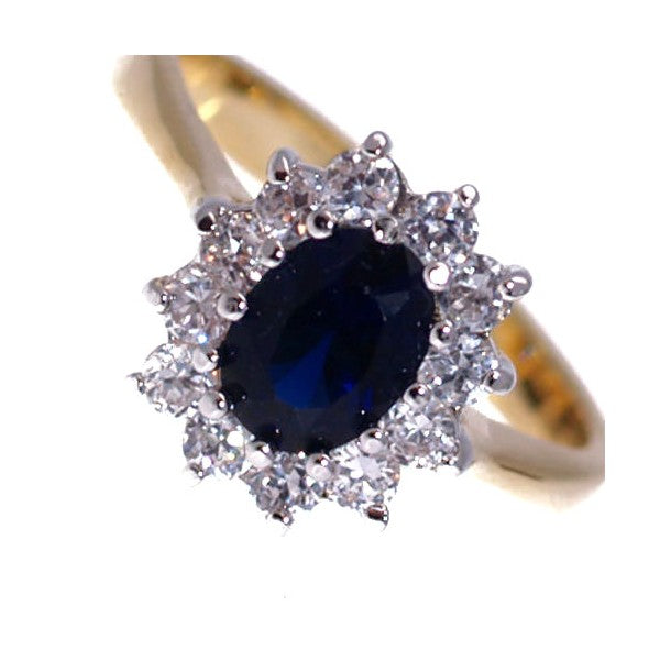 Princess Sml Gold Rhodium Plated Sapphire CZ Dress Ring sz R