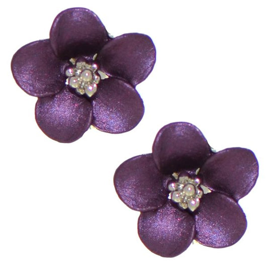 QANDISA silver plated purple flwr clip on earrings by Rodney