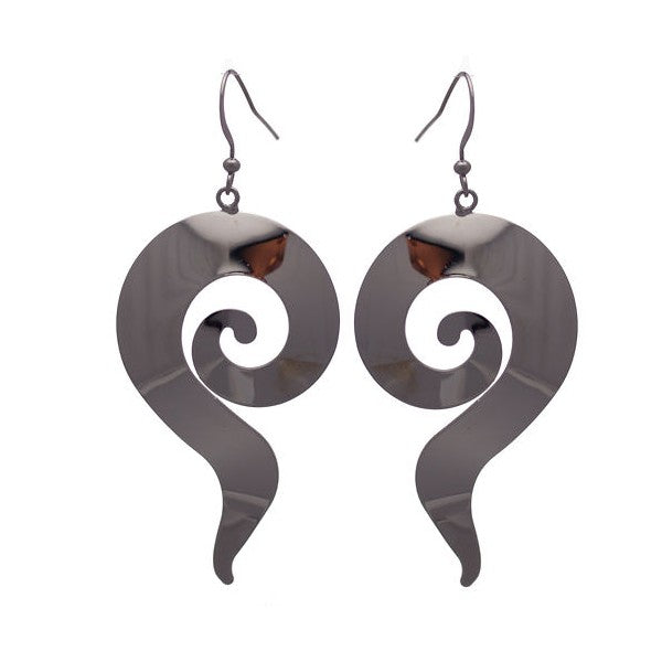 QUE Silver tone Swirl Hook Earrings