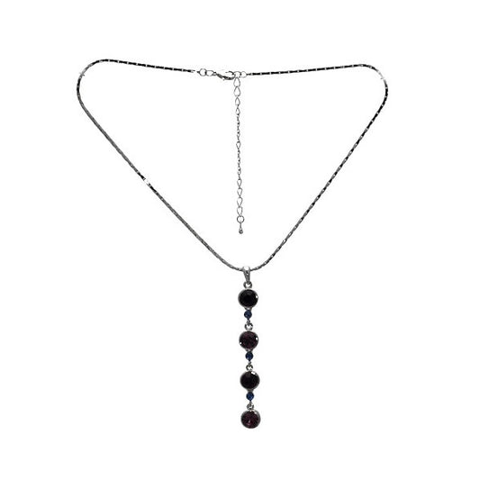 Raindrops Silver tone Amethyst Blue Crystal Necklace