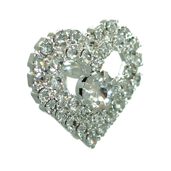 Ranae Silver tone Crystal Heart Clip On Earrings